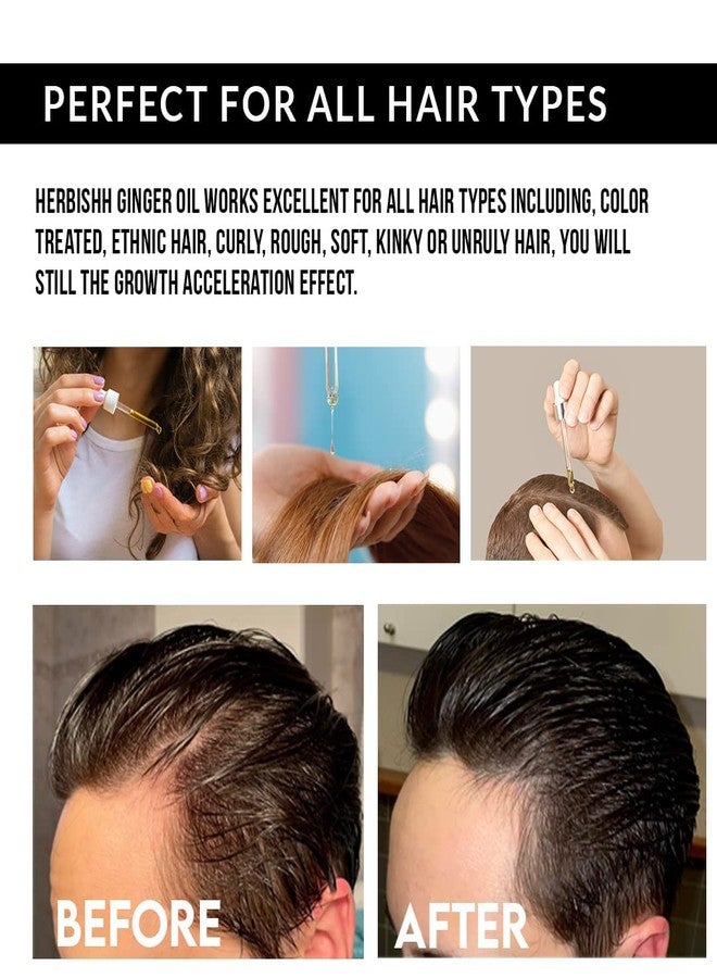 Herbishh Ginger Essential Oil (2 x 30ml) for Hair Growth, Non Sticky, Hair Growth Serum Oil for Thicker, Strong and Glossier Hair, with Dropper - Image 4